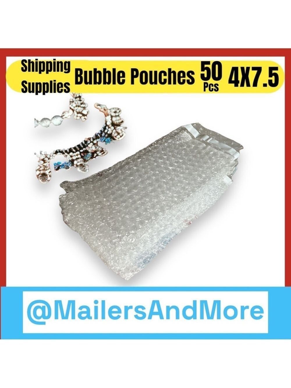 50 PCS Self-Seal Bubble Pouches  4 x 7 1/2″ 3/16″